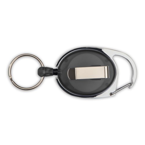 Sort karabinhage med ring og clips.