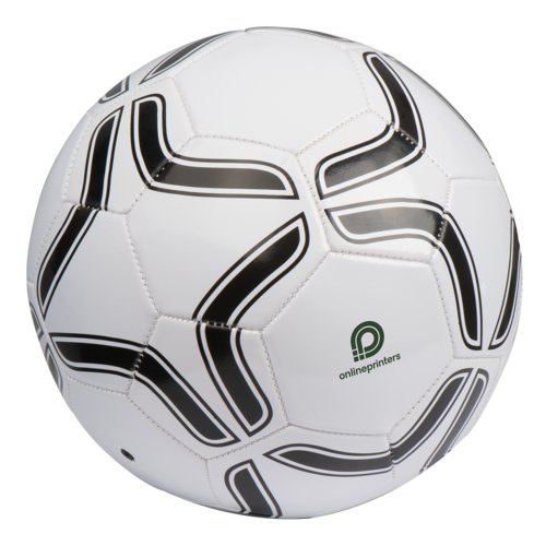Hvid fodbold af syntetisk materiale i turneringsstrrelse.