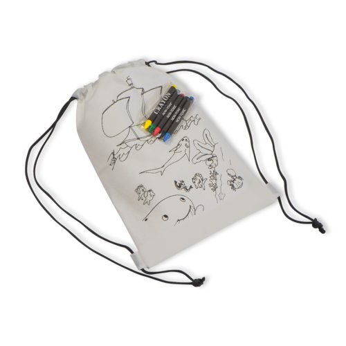 Hvid non-woven sportstaske med snoretrk.