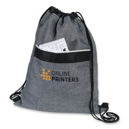 Antracitfarvet polyester sportspose med sn�re og forlomme.