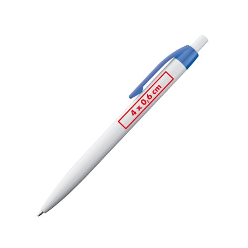 Plastikkuglepen med klips og trykknap.