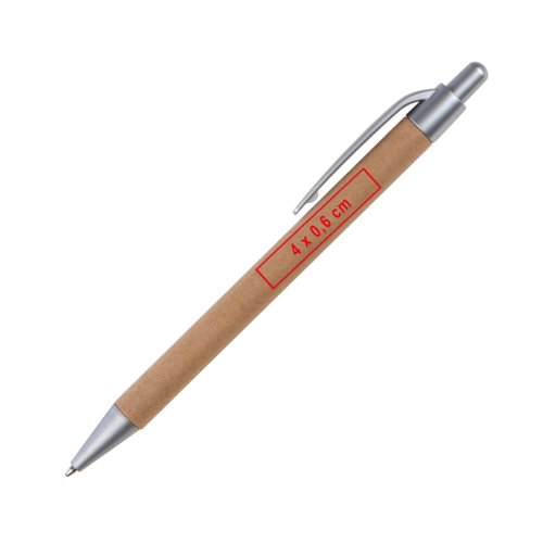 Brun papir kuglepen med metalelementer og klips.