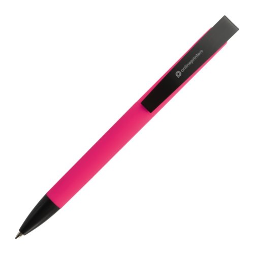 Pink plastik kuglepen med clips.