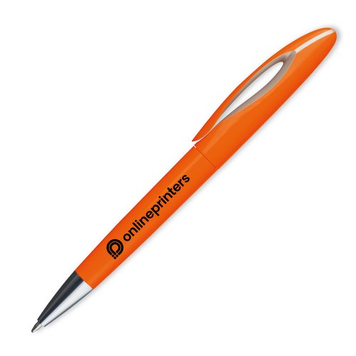 Orange plastikkuglepen med klips.