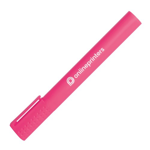 Pink highlighter med skrå spids og hætte.