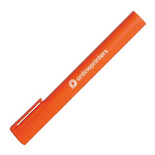 Orange highlighter med skrå spids og hætte.