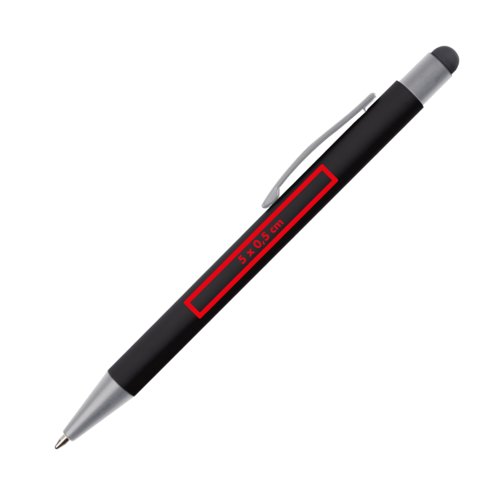 Sort kuglepen med touch pen og klips.