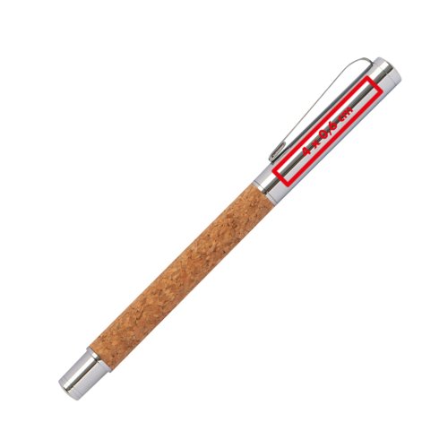 Korkskrivest med kuglepen og etui.