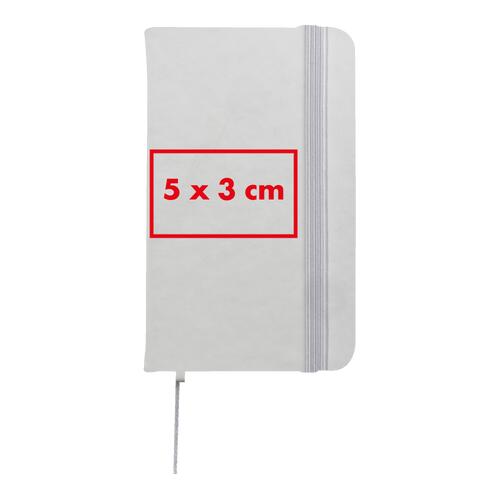 Sort notesbog med elastiklukning og bogmærke.