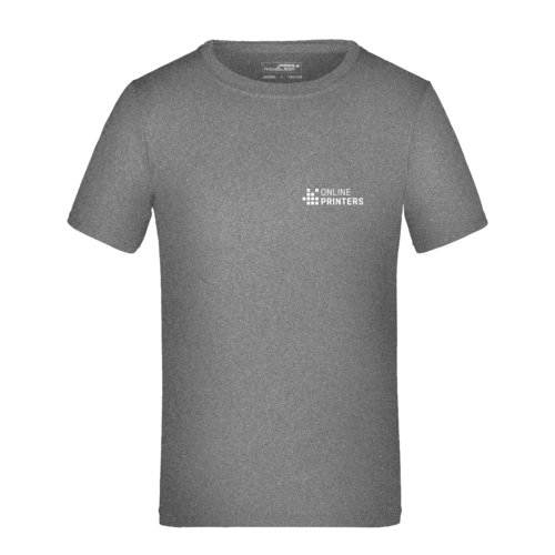 Mrkegrmeleret polyester T-shirt til brn med korte rmer.