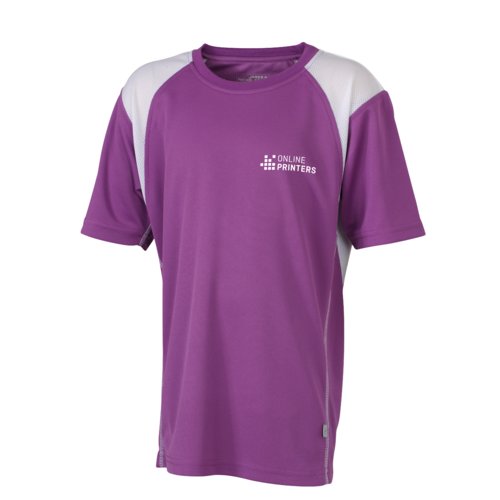 Violet lbe-T-shirt til brn i polyester med korte rmer.