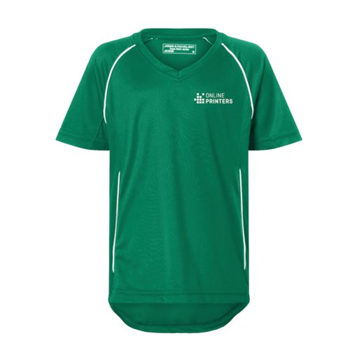 Sporty T-shirt til brn med V-hals og korte rmer.