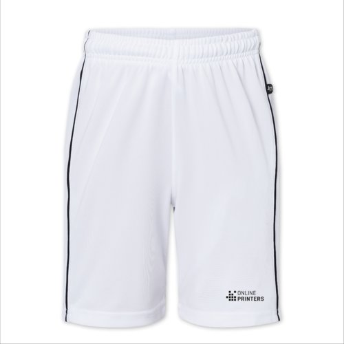 Hvide polyester brneshorts med elastisk taljebnd.
