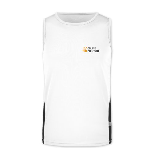Hvid/sort polyester tanktop til mnd.