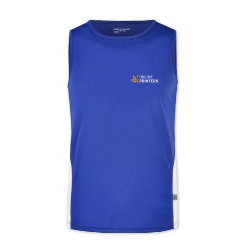 Royal bl/hvid polyester tanktop til mnd.