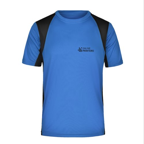 Bl polyester funktions T-shirt til mnd med korte rmer.