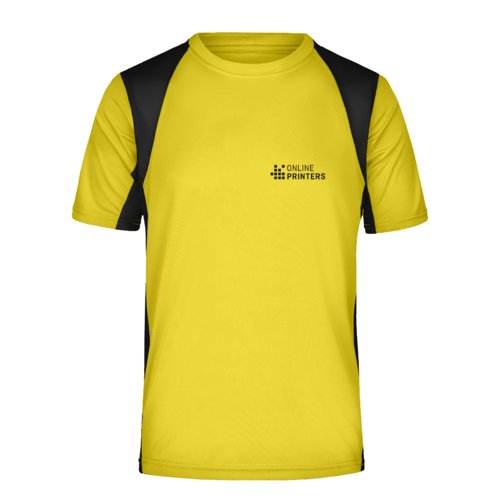 Gul funktionel T-shirt i polyester med korte rmer.