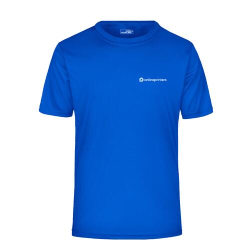 Kongebl� polyester T-shirt med korte �rmer.