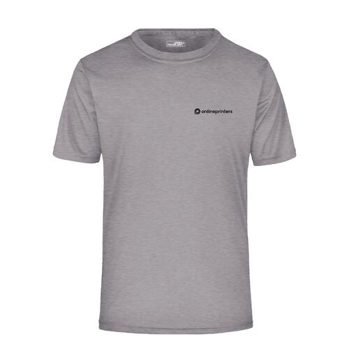 Gr�meleret polyester T-shirt med korte �rmer.