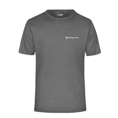 M�rkegr�meleret polyester T-shirt med korte �rmer.