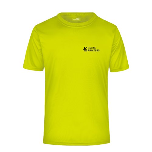 Gul polyester T-shirt til mnd med korte rmer.