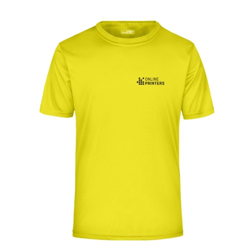 Neongul polyester T-shirt til herrer med korte rmer.