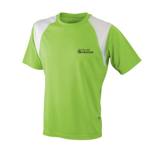 Grn sports lbe-t-shirt i ndbart materiale til mnd.