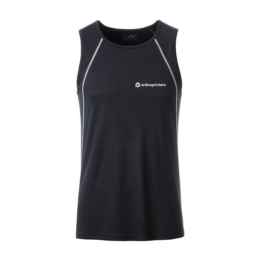 M�rk sports tanktop til m�nd lavet af funktionelt materiale.
