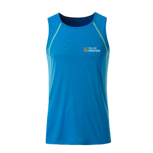 Bl og neongul polyester tanktop til mnd.
