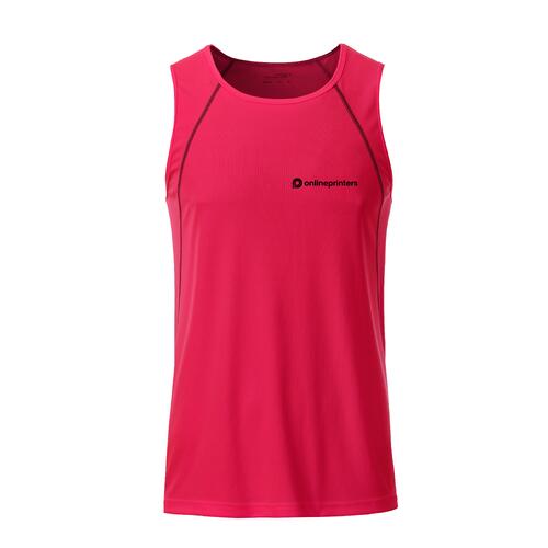 Neon pink/gr� polyester tanktop til m�nd.