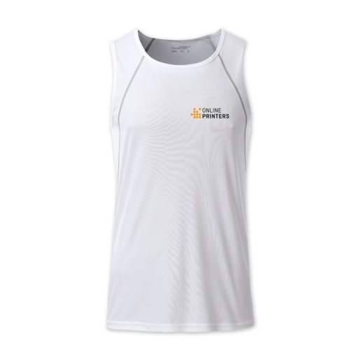 Hvid polyester tanktop til mnd.