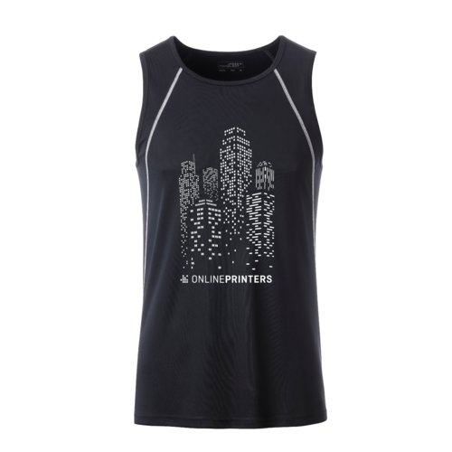Sort og hvid polyestertanktop til mnd med sporty snit.