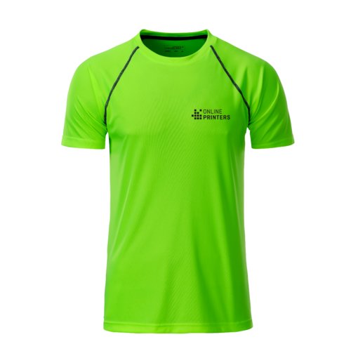 Grn sports-T-shirt til mnd af funktionelt materiale med korte rmer.