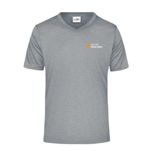 Grmeleret polyester V-hals T-shirt til mnd.