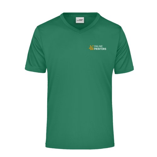 Grn V-hals T-shirt i funktionelt materiale til mnd.