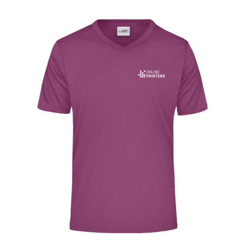 Violet polyester V-hals t-shirt til mnd.