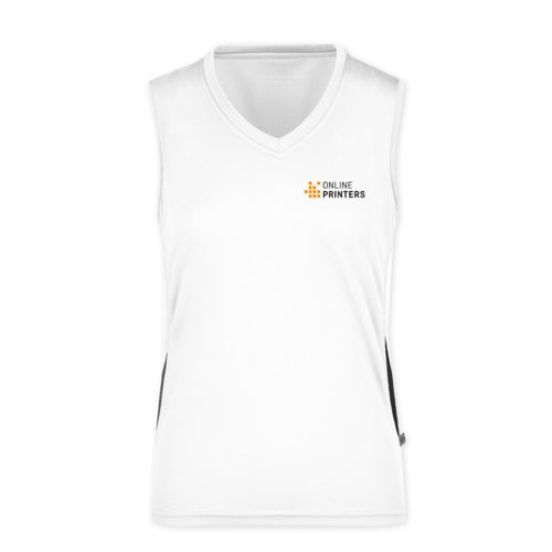 Hvid stof tanktop med v-udskring til damer.