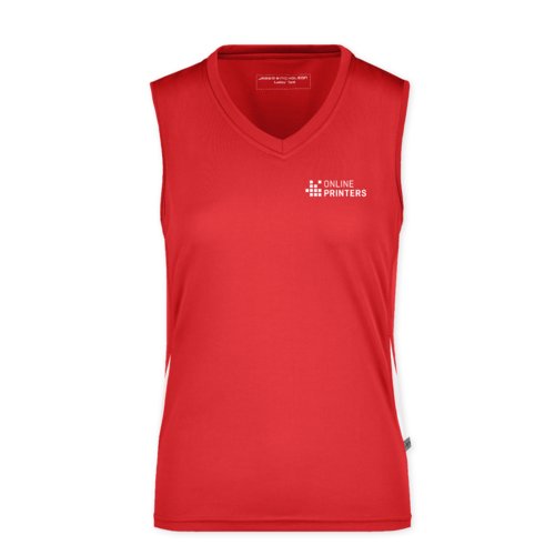 Rd og hvid polyester tanktop til damer.