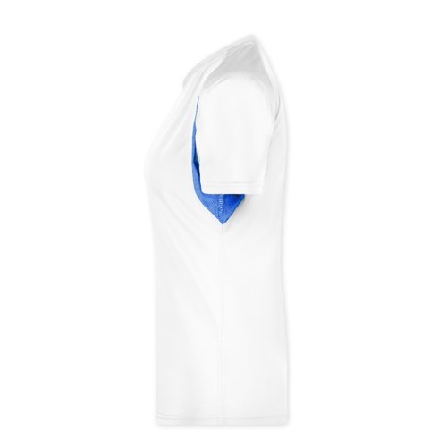 Hvid/bl polyester funktions T-shirt til damer.