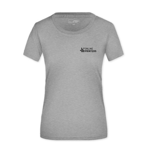 Grmeleret polyester T-shirt til damer med korte rmer.