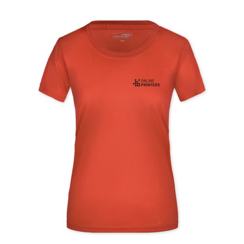Rd polyester T-shirt til damer.