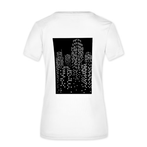 Hvid polyester T-shirt til damer med korte rmer.