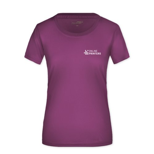 Violet polyester T-shirt til damer.
