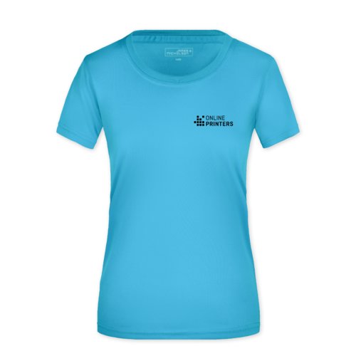 Turkis polyester T-shirt til damer, ndbar.