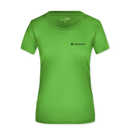 �blegr�n polyester T-shirt til damer med korte �rmer.