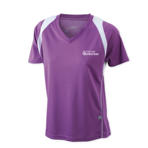 Violet lbe T-shirt til damer fremstillet af polyester med korte rmer.