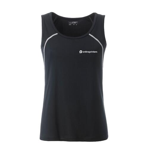 Sportstop til damer fremstillet af �ndbart materiale med racerback-design.