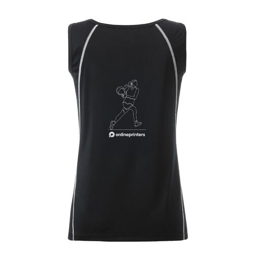Sort og hvid polyester sportstop til damer.