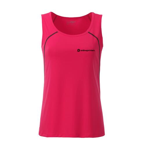 Neon pink/gr� polyester tanktop til damer.