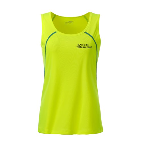 Neongul/bl polyester tanktop til damer.